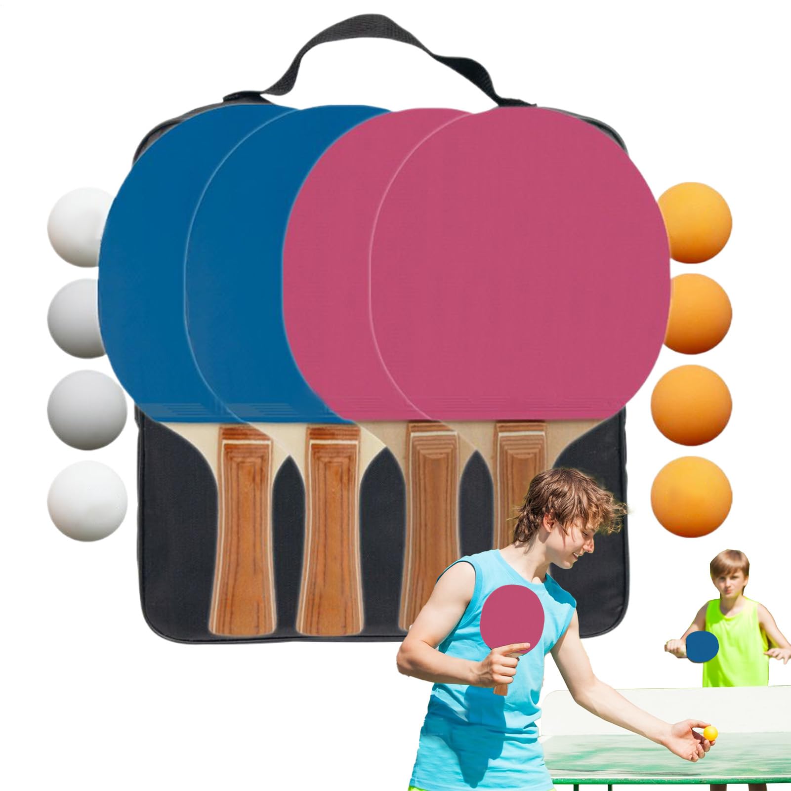 Set Da Pong Per Adulti 4 racchette 8 palline pong colorate | Racchette di tennis da tavolo Per Adolescenti Appassionati Giochi Di Gruppo Competitivi Interni Ed Esterni
