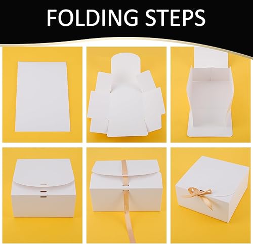 Vista 6 de Paquete de 12 cajas de regalo blancas con tapas a granel, caja de propuesta de dama de honor con cinta, cajas de regalo para bodas, Navidad, día