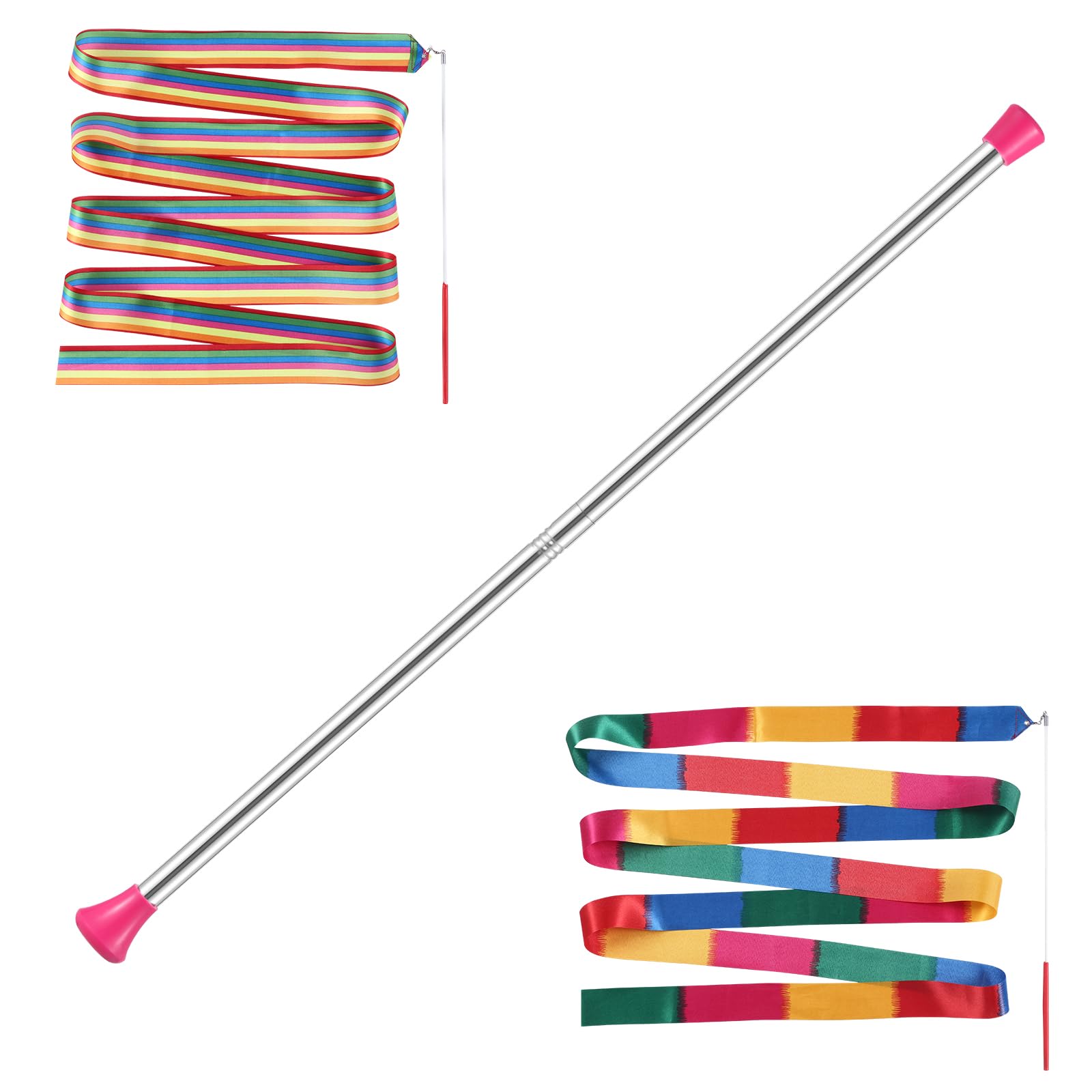 Photo 1 of NigWarm Baton Twirling, Dance Baton for Kids 28 Inches Stainless Steel Material - Includes 1 Gymnastics Wand & 2 Dance Ribbons, Easy to Use for Dance Beginners (Pink)