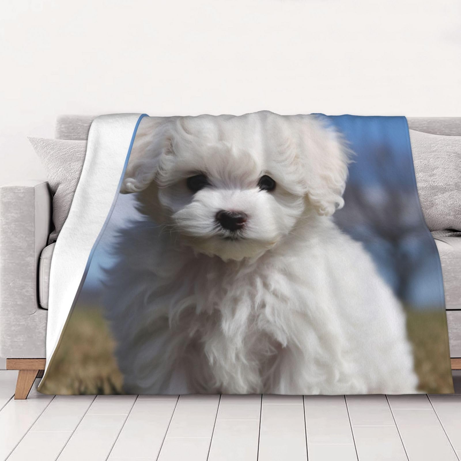 Couverture polaire légère et chaude motif chien pour toutes saisons