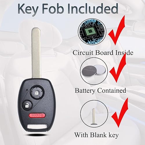 Miniatura 4 de Llavero de entrada sin llave compatible con Honda CRV CRZ Fit Insight Accord Crosstour  Coupe 2007 2008 2009 2010 2011 2012 2013 2014 Control remoto