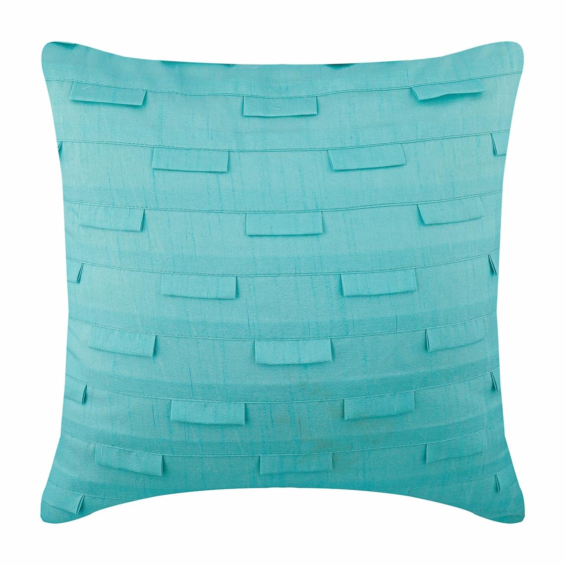 The HomeCentric 55x55 cm (22x22 inch) Cushion Case, Aqua Blue Cushion Covers, Pintucks Textured Decorative Cushions Cover, Art Silk Square Cushion Covers Solid Modern, Solid Color - Blue Ocean โ image 1