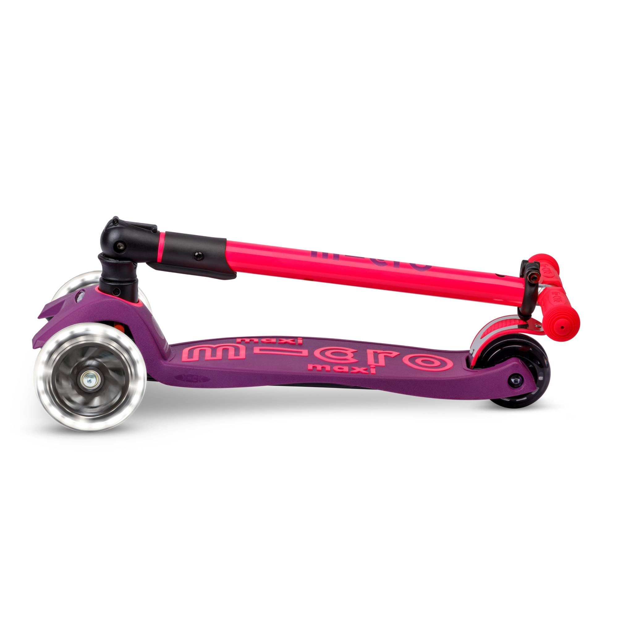 Micro® | Maxi Deluxe Plegable LED | Patinete 3 Ruedas Niños | Altura Regulable | Ruedas con iluminación LED | Rodamientos ABEC9 | 5-12 Años | Niños y Niñas