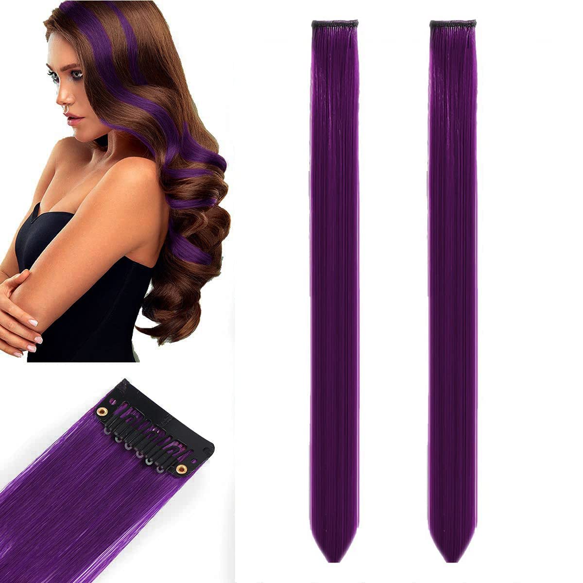 Verbier Set Of 2 Colored Hair Extensions Streaks/Hair Streaks/Colorful