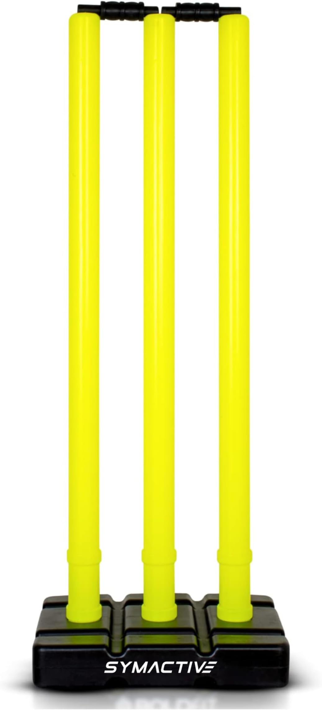 - Amazon Brand - Symactive Cricket Stumps with Stand Kit Plastic Wickets for Standard Wickets for Ground, Match, Tournament Stump with Stand & Bails