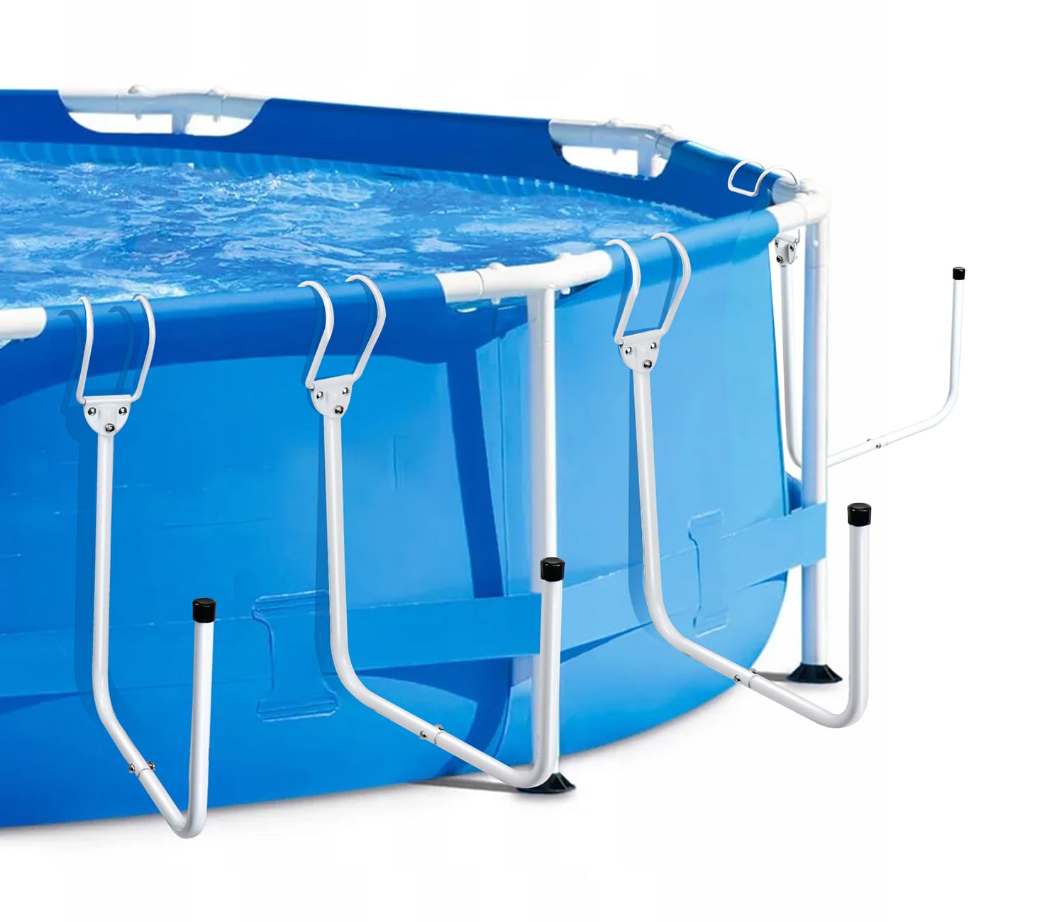4 Piezas Percha para Cobertor Piscina, Cobertor Solar Percha, Ganchos para Cobertor Solar, Mantenga la Cubierta Solar/Techo Fuera del Suelo, para Piscinas Elevadas Enmarcadas - Blanco