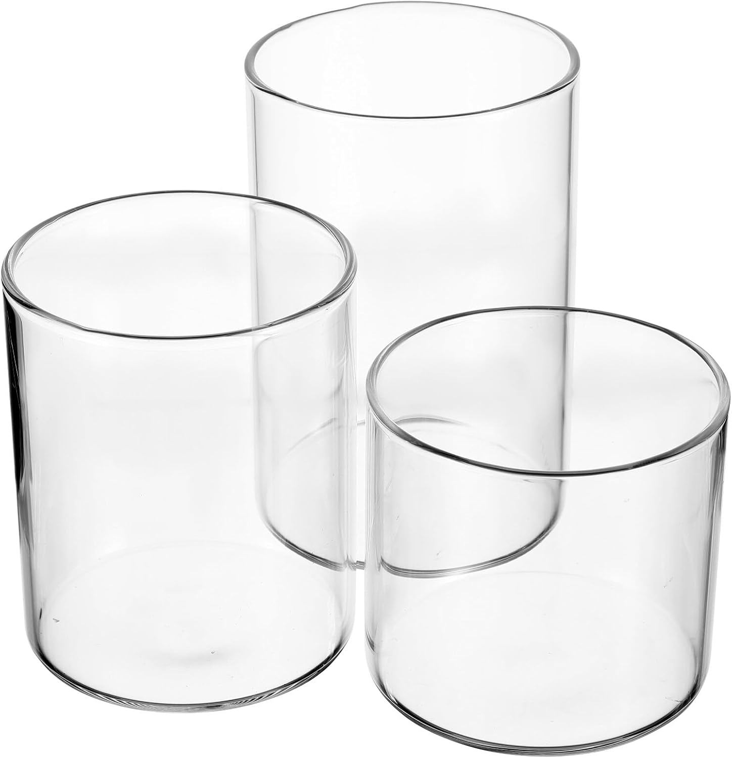 Lurrose 3pcs Glass Candle Holders for DIY Scented Tea Lights Heat-Resistant Transparent Cylindrical Candle Cups for Table Decor Party
