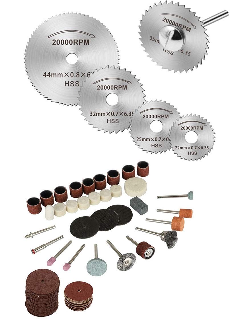 MLD Rotary Tool for Metal Cutter Power Tool Set -105 Pieces With 6pc HSS Circular Saw Blade Set For Metal Rotary Tools (5 Blades & 1 Extention Rod)