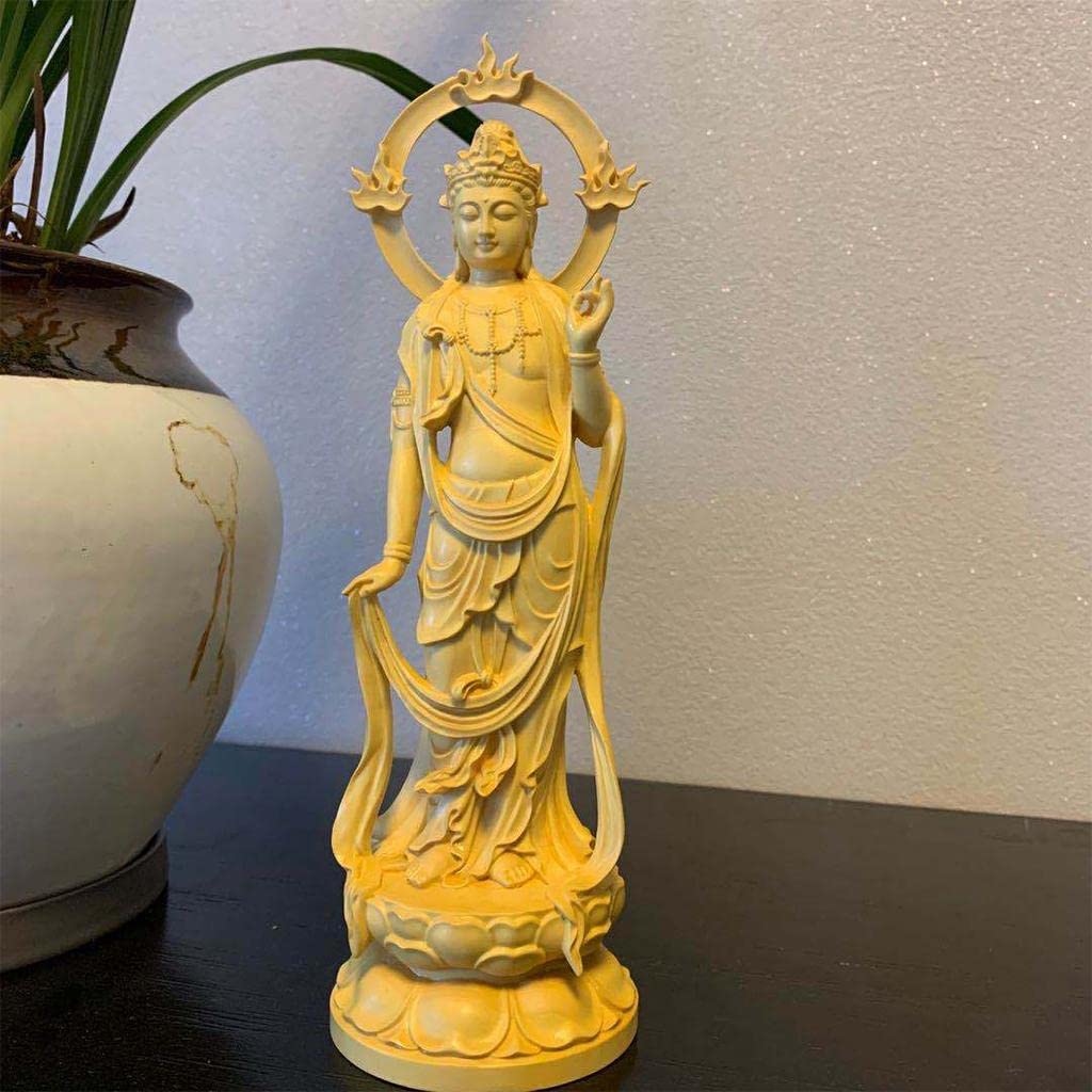 Estatua de Buda, Figura de Madera de Tallada, Buda Guanyin, Decoración Meditativa, Ideal para Sala de Estar Y Dormitorio, Par, M