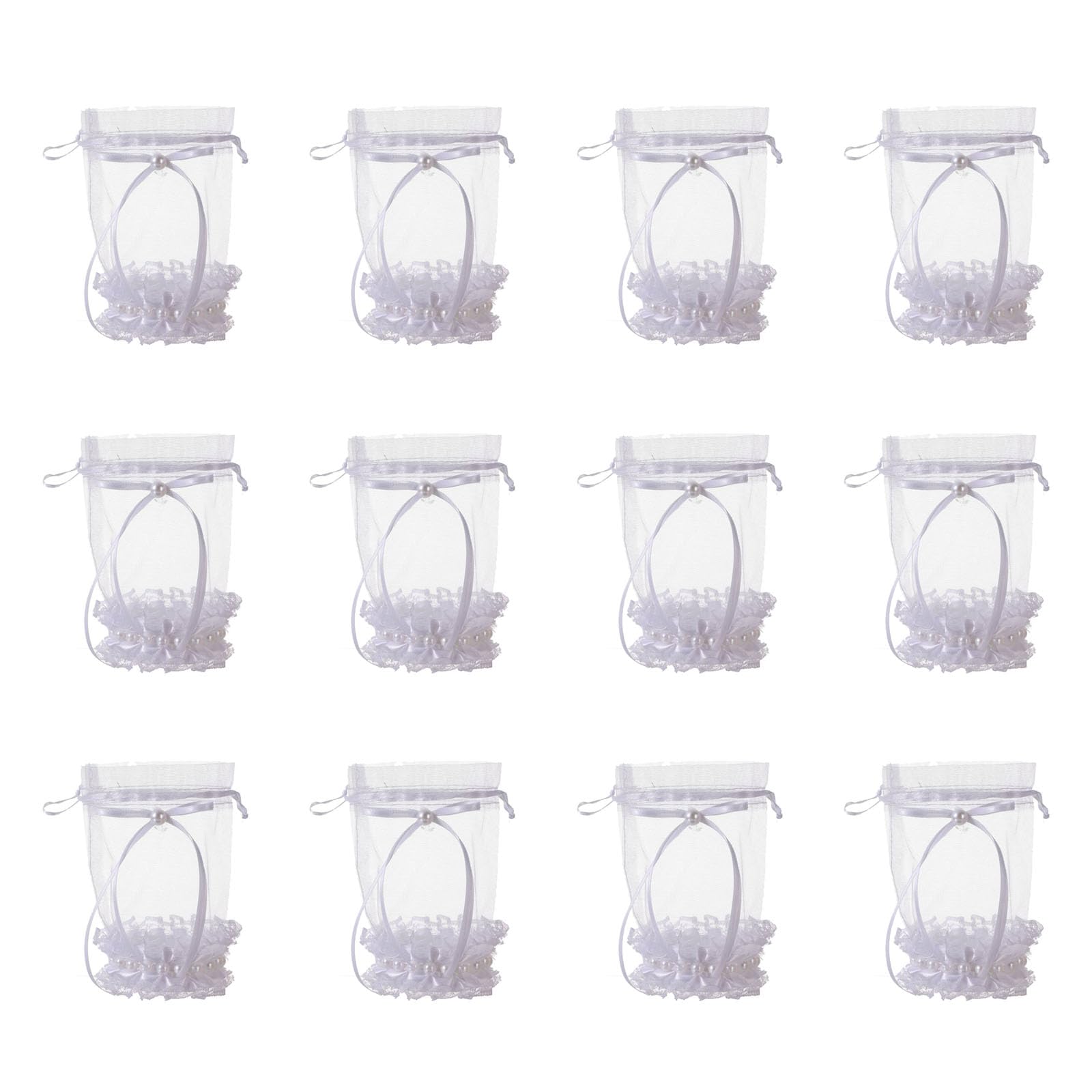 Xjdzineq 12pcs Drawstring Closure Organzas Candy Holder Snacks Wraps Round Base Gift Packaging Bags for Weddings Holidays Wedding Favor Pouches
