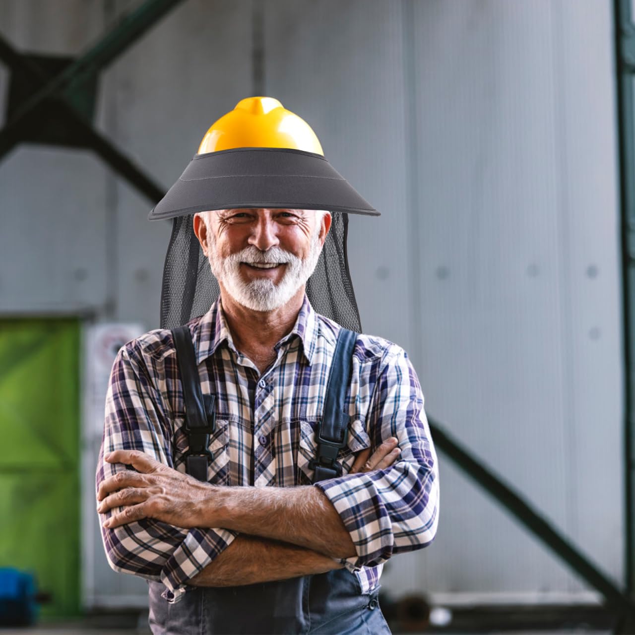 DOITOOL Protector Solar para Casco de Seguridad - ala de Casco Obra con Malla Transpirable y Banda Elástica - Sombrero de Protección Solar para Construcción, Trabajo Exterior y Verano (Gris)