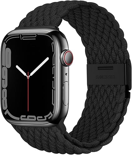Qimela Correa Compatible con Apple Watch de 38 mm, 40 mm, 41 mm, 42 mm, 44 mm, 45 mm, 46 mm, 49 mm, Correa Deportiva Solo Loop Elástica de Nailon
