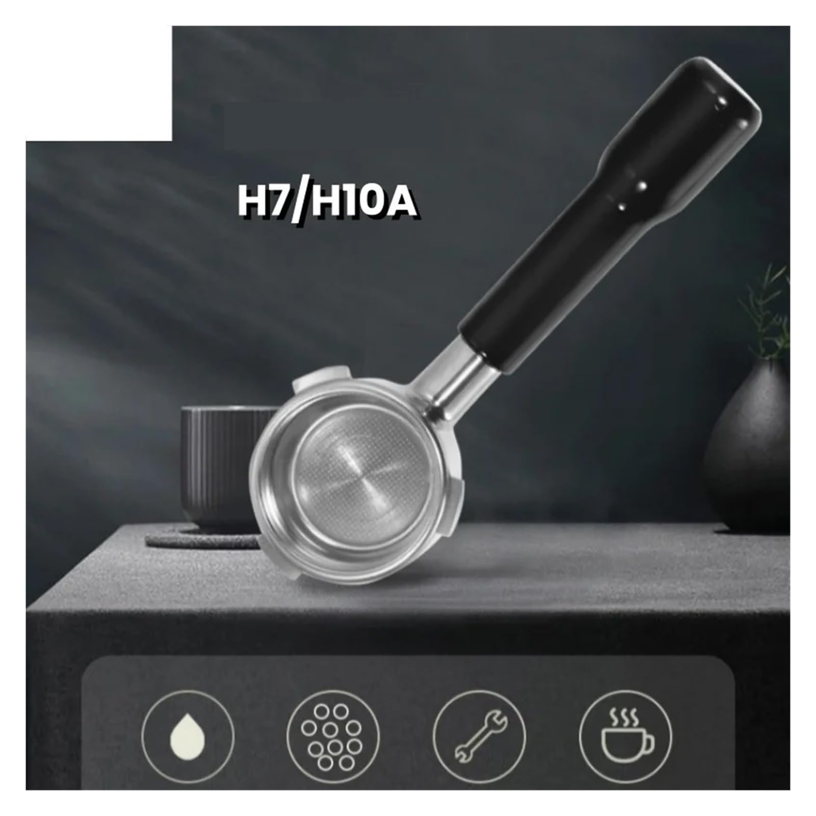 Portafiltro De Café Sin Fondo De 3 Orejas De 58mm Con 2 Cestas (18g), Compatible Con Cafetera Hibrew, H7/h7a /h10a, Adaptación Precisa(HIBREW Red wood)