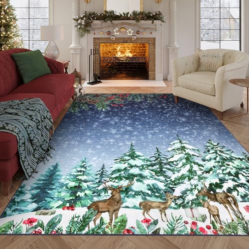MilleLoom 6x9 Christmas Rugs for Living Room Washable Rugs for