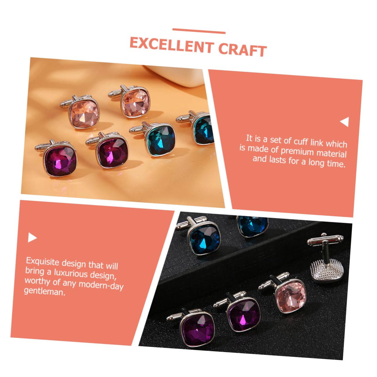 BESPORTBLE Gemelli Con Diamanti in Cravatta Per Gli Uomini Sposo Gioielli Accessori Uomo Nozze Padre Lui Nero Gemelli Della Camicia Gemelli Per Tute Link Punta Di