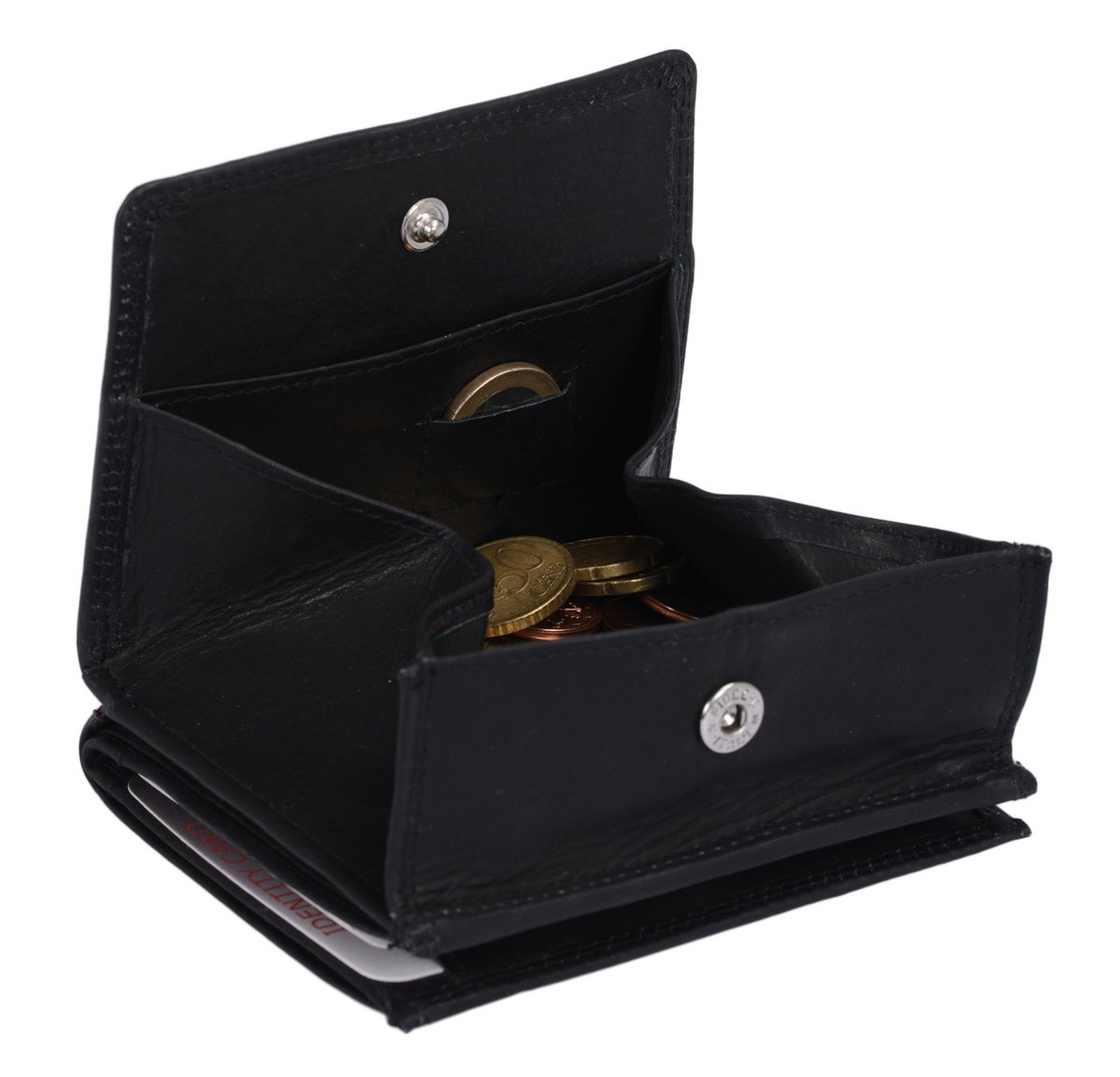 LEAS Modèle Vienne Portemonnaie RFID Portefeuille Particulier en Cuir de Vachette, Fabrication façon « viennoise », avec Compartiment pour la Monnaie carré typique, Noir Special Edition''