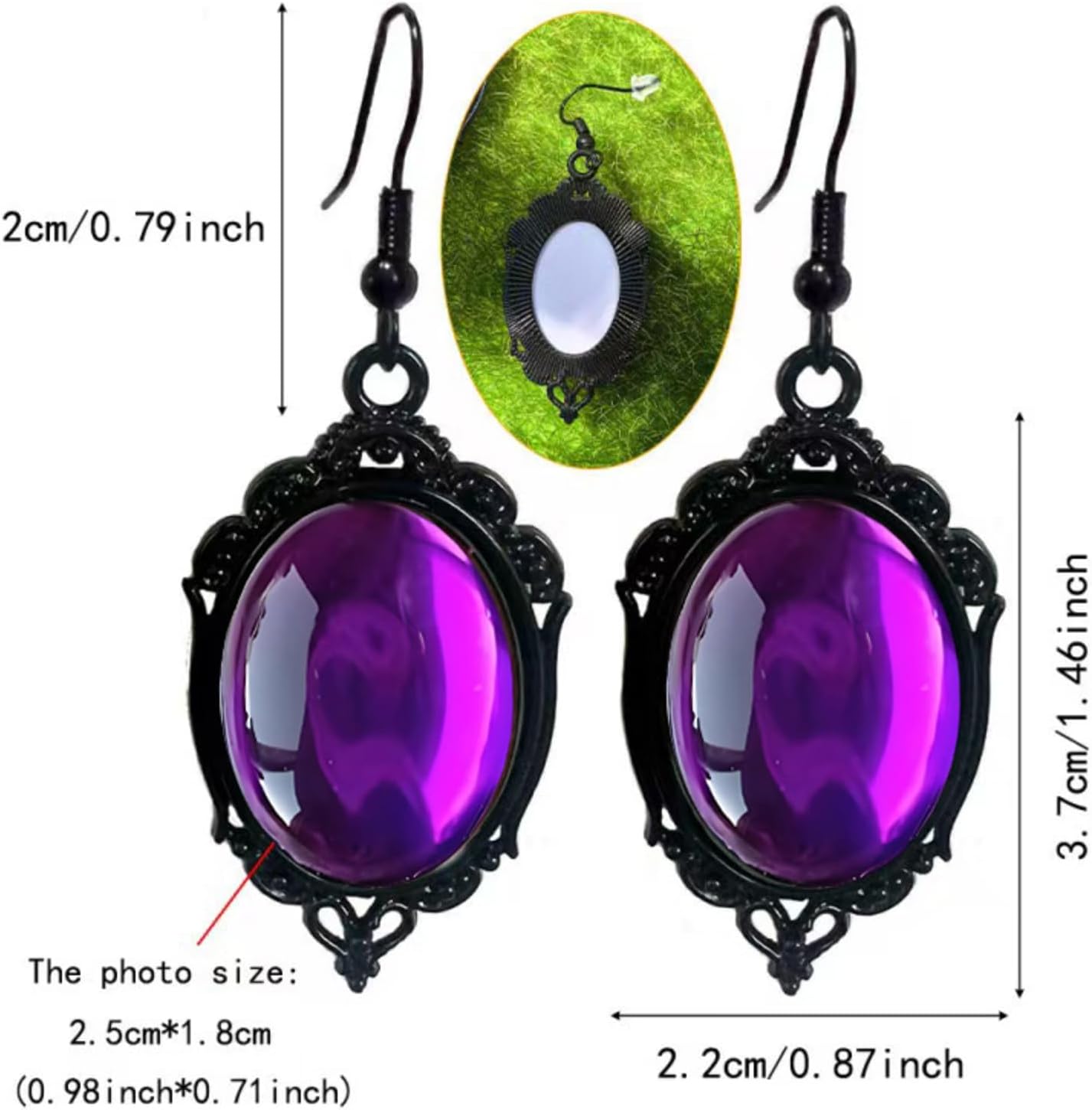 Gothic Halloween Crystal Earrings for Women Goth Vampire Cameo Dangle Earrings Vintage Red black Drop Earring Unique Halloween Punk Witch Earring Trendy Elegant Cameo Jewelry Accessories - Image 3