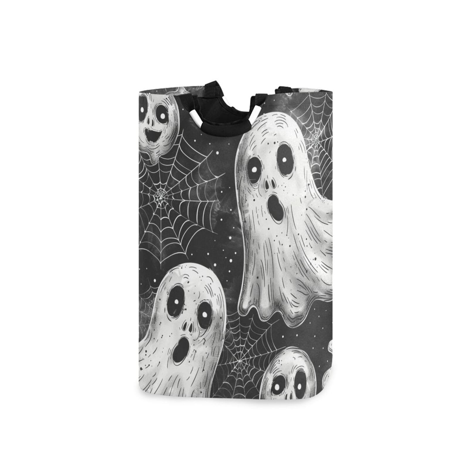 Jihqo Laundry Hamper Basket Halloween Scared Ghosts Collapsible Nursery Storage Bin Waterproof Clothing Baskets for Home Bedroom Bathroom Washing Room