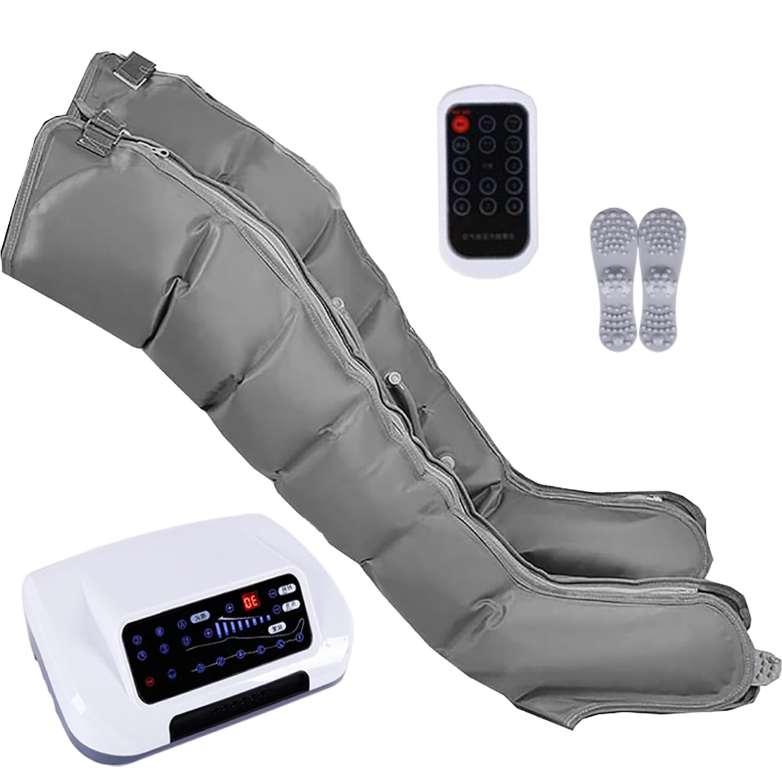 Massaggiatore per drenaggio linfatico, Compressione d’aria elettrico Massaggiatore per gambe per braccio gamba vita, rilassamento, Timer e pressione regolabile (6 camere 2 gambe) (6 camere 2 gambe)