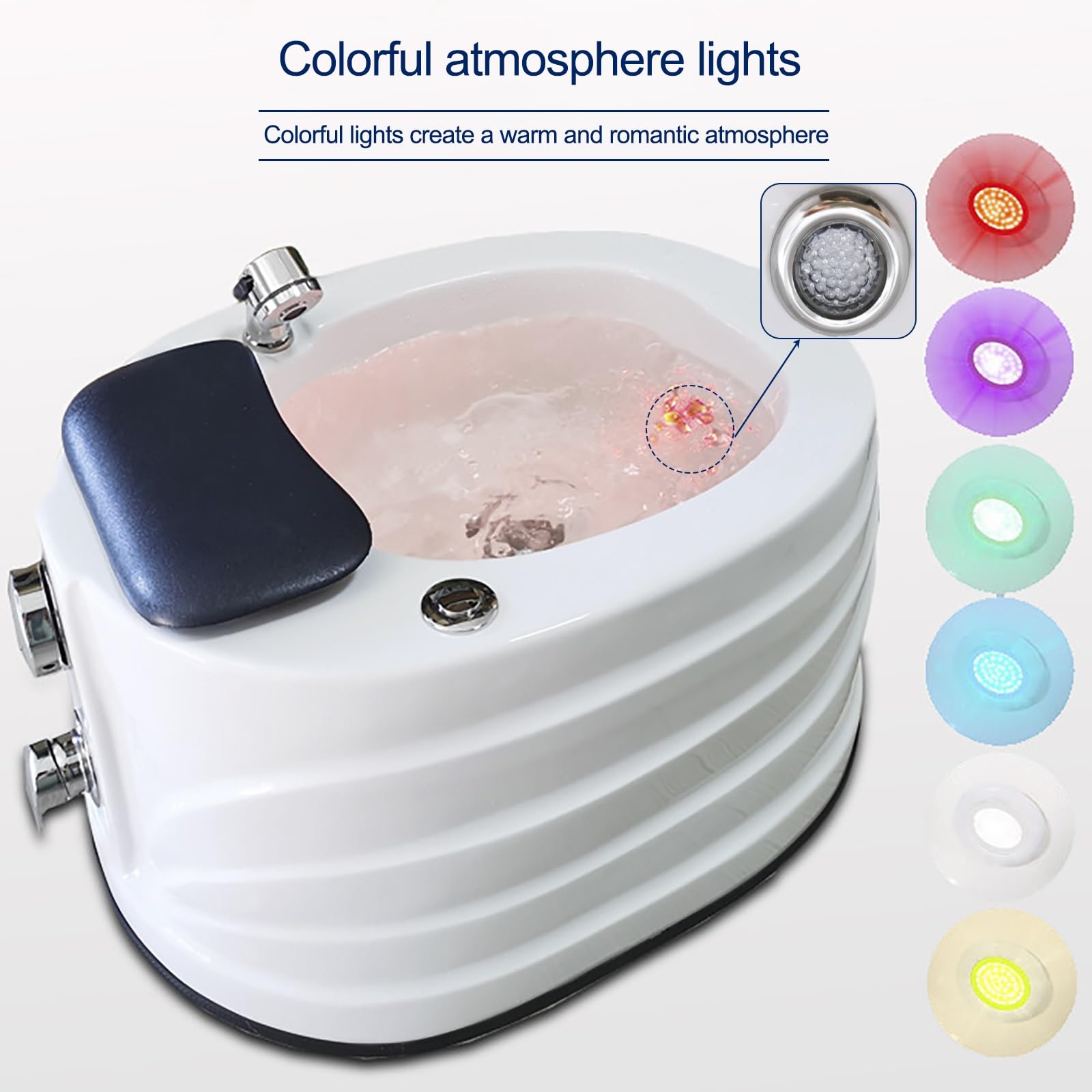 Pedicure wanna spa kąpiel stóp akrylowa głębokie spa pedicure miska z pedicure podnóżek, regulowana temperatura z masażem kolorowa lampa do hotelu, kąpieli stóp klubu