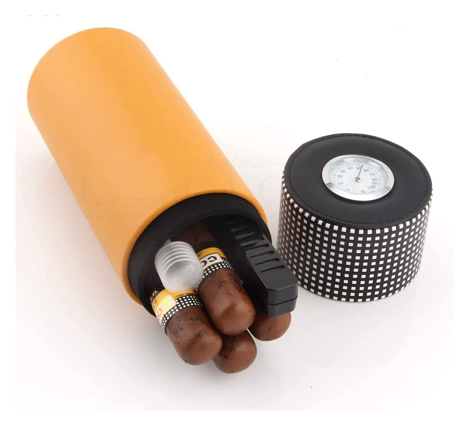 Scatola per sigari, umidificatore per sigari, umidificatore in Pelle da Viaggio, Porta sigari Portatile, umidificatore igrometro, Scatola Adatta per 5 sigari