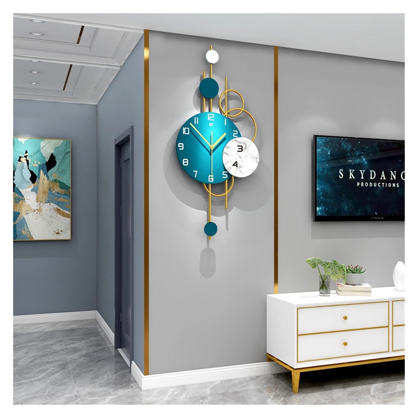 SaryEdge Clocks Wall Clocks Living Room Light Clock Wall Hanging Home Fashion Creative Decoration Modern Simple Art Wall Watches,