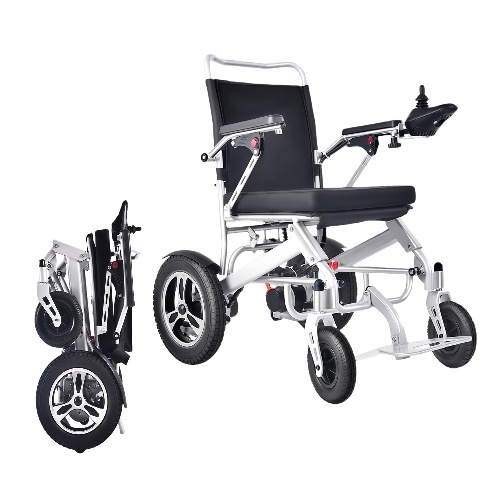 Sedia A Rotelle Elettrica Leggera E Pieghevole,Sedia A Rotelle Elettrica Compatta Per Interni Con Telaio In Alluminio E Funzionamento Elettrico O Manuale, Con Un'autonomia Di 12 Miglia.