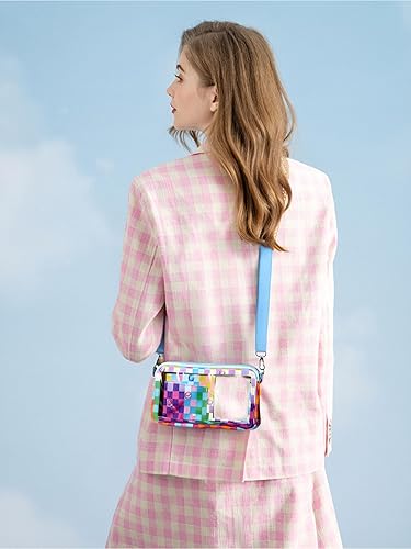 Vista 14 de DQL Funda ligera para teléfono cruzado para mujer, funda para teléfono con cordón, transparente, bolsa cruzada para teléfono celular, monedero, Negro