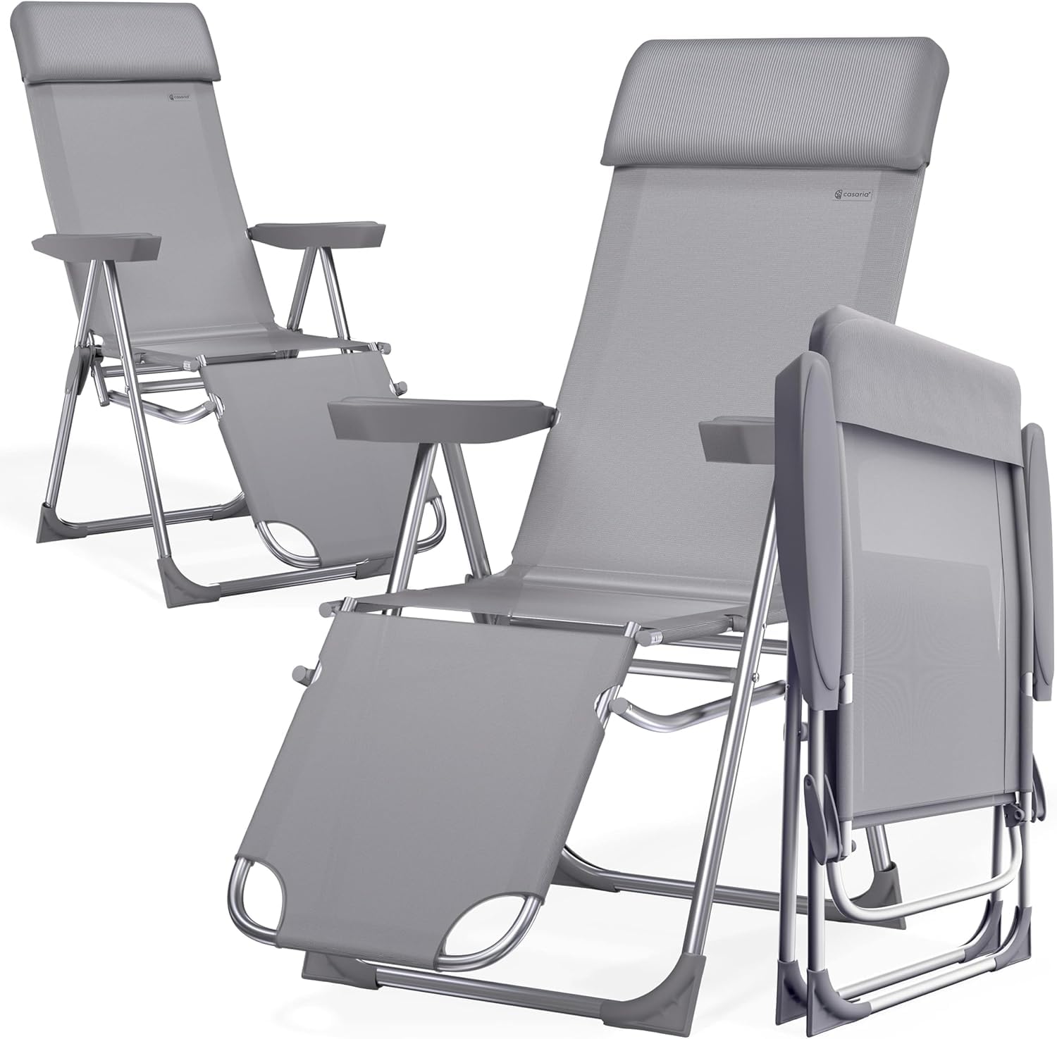 Casaria® Lot de 2 Chaises de Jardin Pliantes en Aluminium