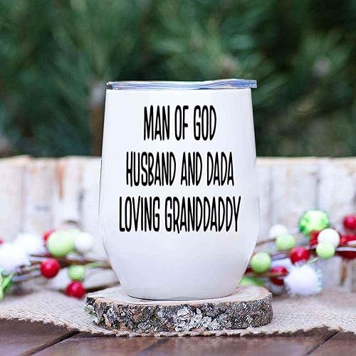 Miniatura 4 de Novelty Gift Gift for Man Of God - Husband, Dada, Granddaddy Family & Christians Believers Prayers - 12 Oz White Stainless Steel Wine Tumbler