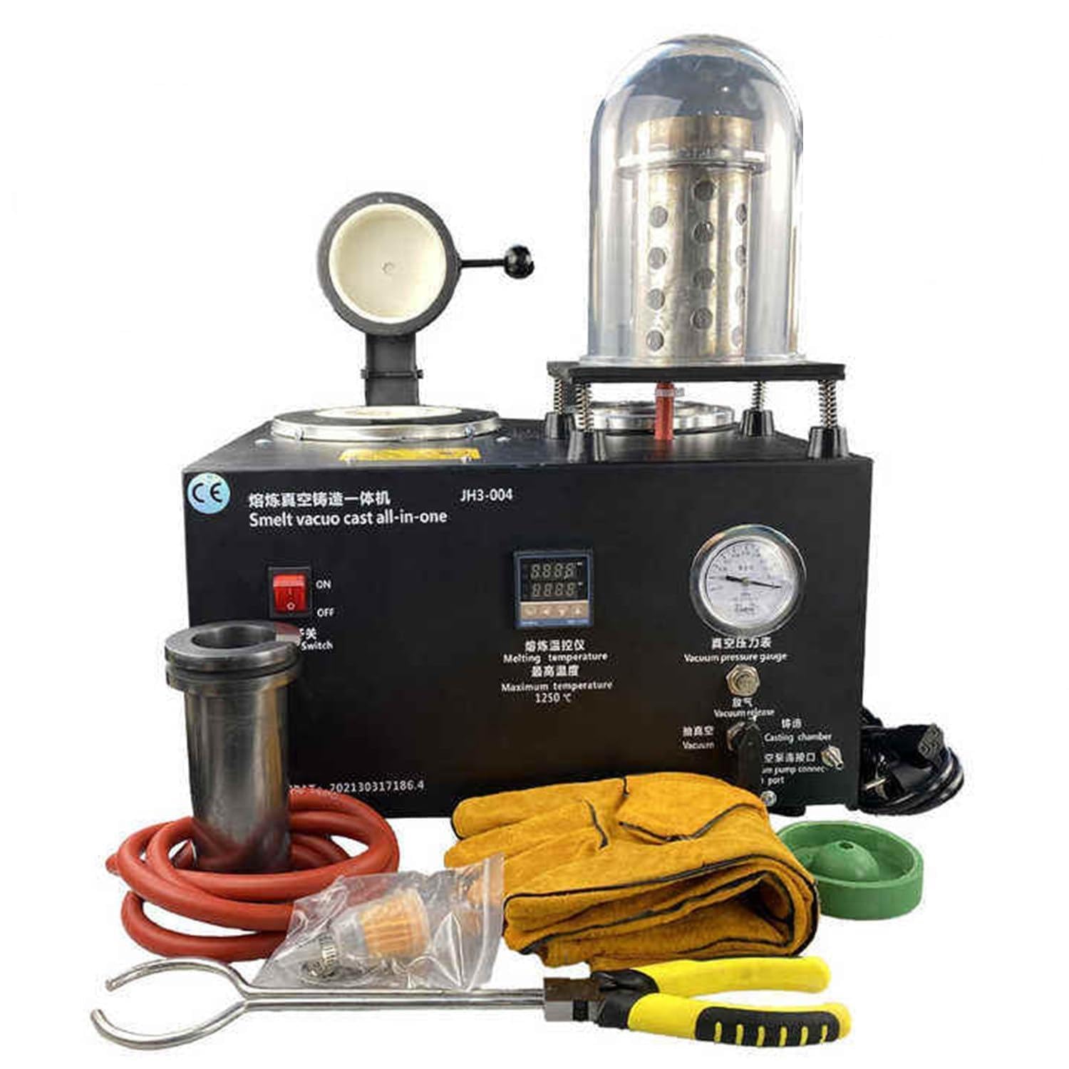 DHMYDPDZ 1500W Vacuum Casting Machine,Professional Lost Wax Casting,2102°F Metal Melting Furnace with Vacuum Pump Kit and Graphite Crucible for Gold Silver Casting Jewelry Making 3KG
