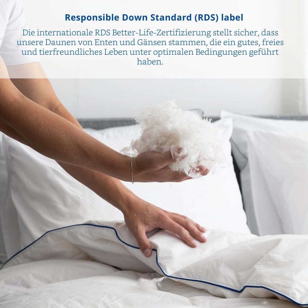 Fabiola Österreichische Daunen Winterdecke 200x220 cm - Halbdaunenbettdecke - Warme und schwere Bettdecke für den Winter - ResponsibleDownPass Zertifiziert - Daunendecke