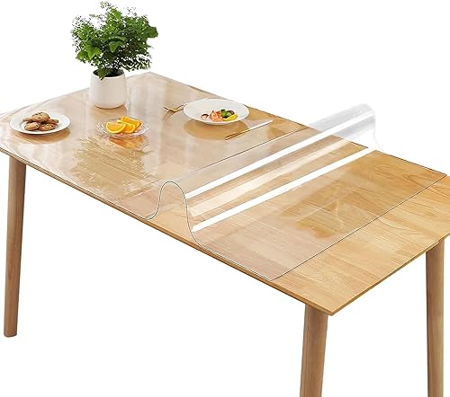 Protector rectangular de PVC transparente de 30 x 72 pulgadas para mesa de comedor, vinilo grueso de 0.069 pulgadas, impermeable, plástico