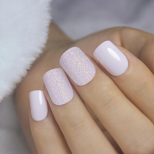 Gufonkod Uñas postizas cuadradas medianas con punta francesa a presión, uñas adhesivas brillantes, uñas postizas de cobertura completa con diamantes Gufonkod Uñas postizas cuadradas medianas con punta francesa a presión, uñas adhesivas brillantes, uñas postizas de cobertura completa con diamantes