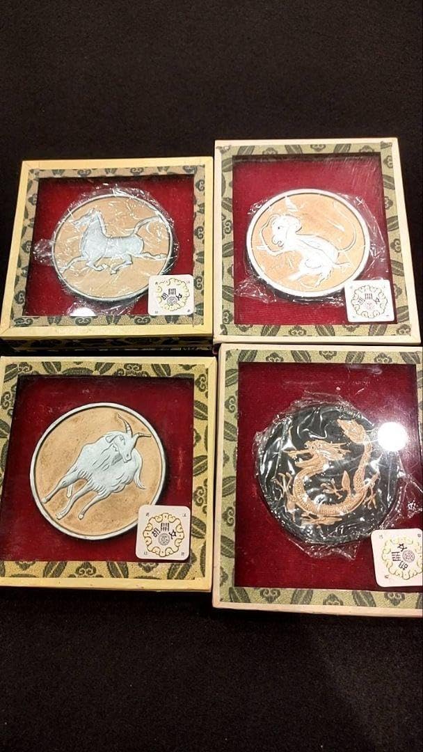 中国製 硯 一式 筆墨函 木箱入りの書道具セット 龍 骨董 アンティーク