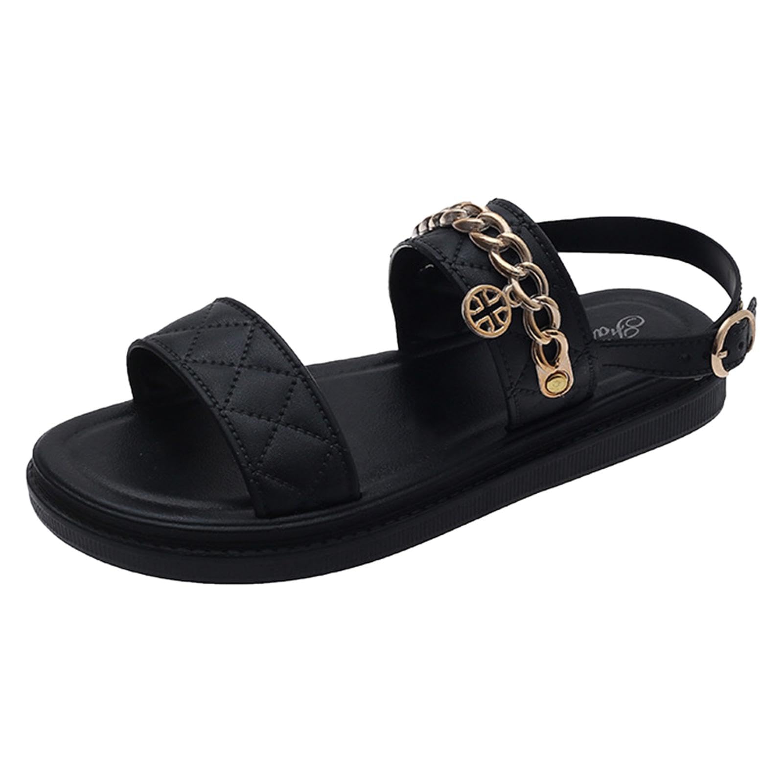 Beach Sandals Fashion Platform Slippers for Indoor Outdoor Vacation Bathroom 37 Black-image-9