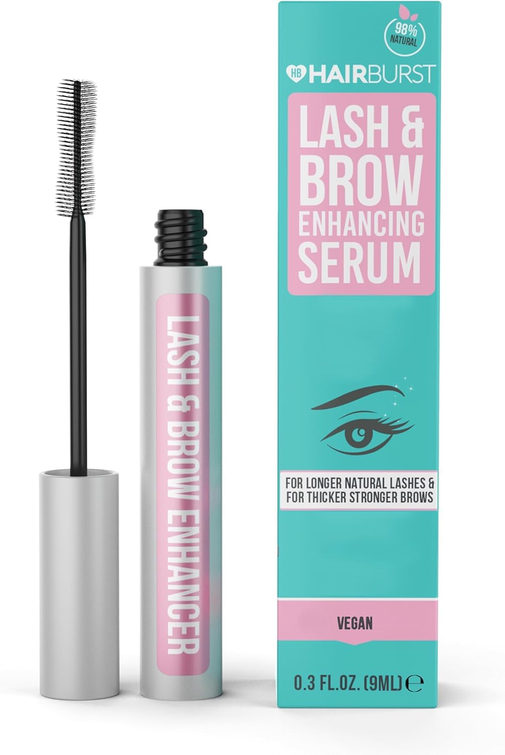 Eyelash Growth Serum - Promotes Fuller Lashes & Brows, Reduces Inflammation, Enhances Glossy Appearance, Moisturizes with Castor Oil, Features Sodium Hyaluronate for Hydration 9ml
