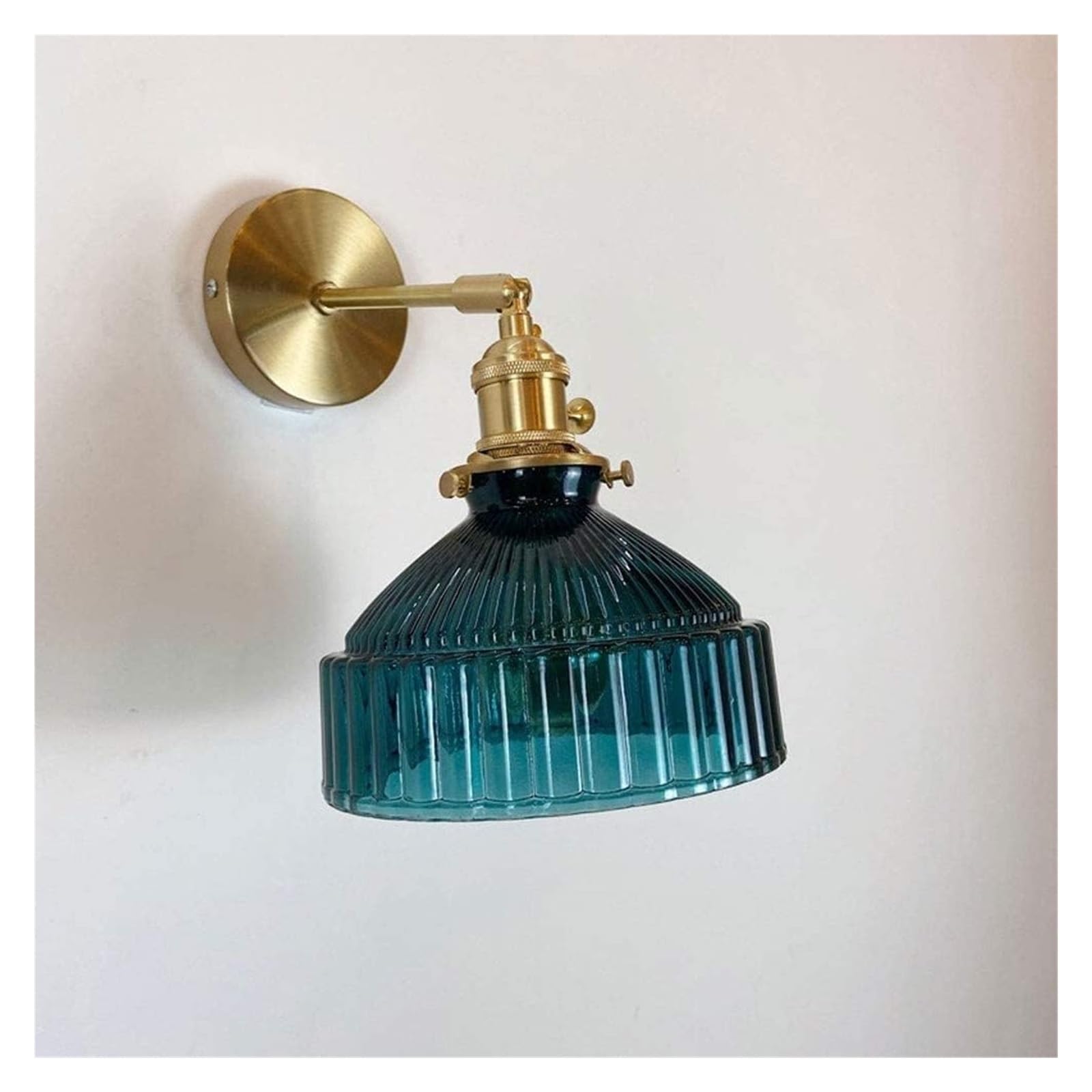 SYAXVOM Wall Lamp Copper Light Glass Lampshade Sconce, Adjustable Angle with Rotary Switch for Living Room Bar Lounge Balcony Cafe, E27 Socket/Gray (Color : Bule)
