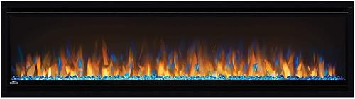 Napoleon Alluravision 60 - NEFL60CHS - Chimenea eléctrica para colgar en la pared, 60 pulgadas, negro, cama de brasas de cristal, 3 colores de