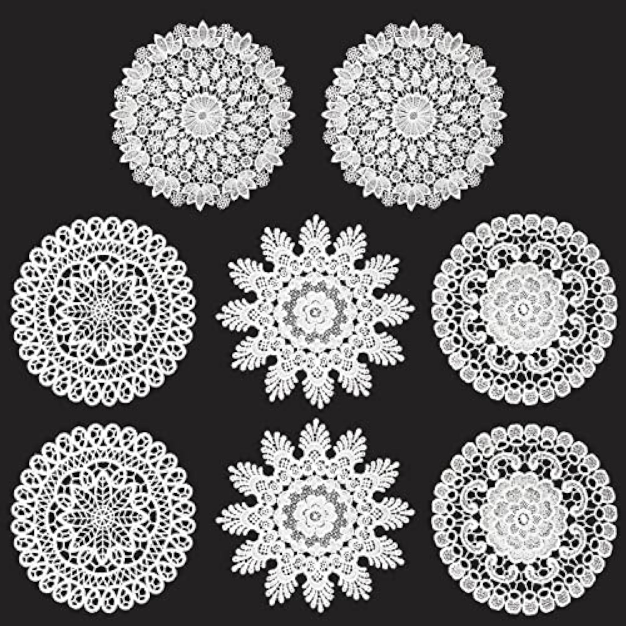 8 Pieces Handmade Lace Coasters Set, Rustic Decor