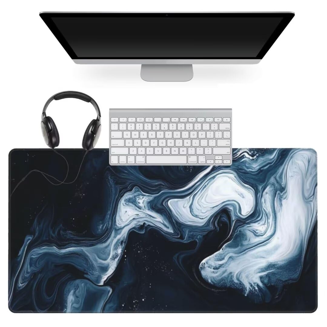 Tappetino Mouse Nero Tappetino Mouse XXL 1200 x 600 mm, Marmo Tappetino Scrivania con Base In Gomma Antiscivolo, Tappetino Mouse Gaming Impermeabile Mouse Pad, Maggiore Precisione e Velocità qw540