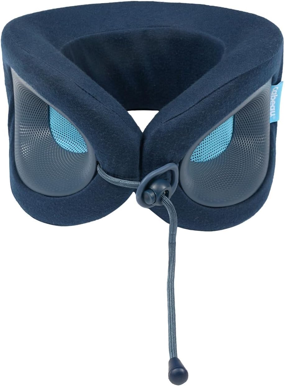 Cabeau Travel Pillow for Long Flights – Evolution X – Memory Foam Neck Support – Comfort On-The-Go for Airplane, Train, and Car (Sapphire)