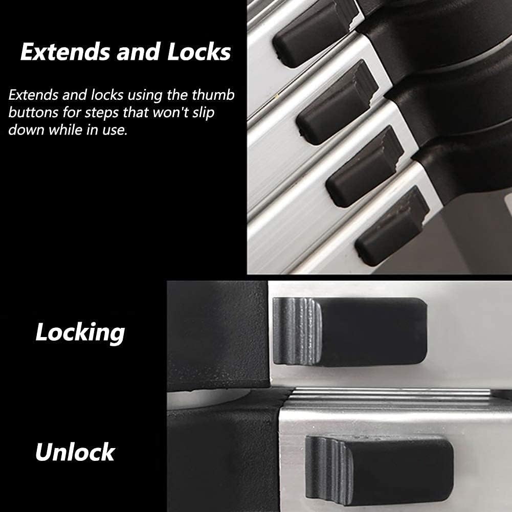 OKUOKA Telescopic Extension Ladder with Detachable Hook - Portable Large Size Telescoping Ladder Collapsible, Load 330lbs (Size : 4.1m/13.4ft)