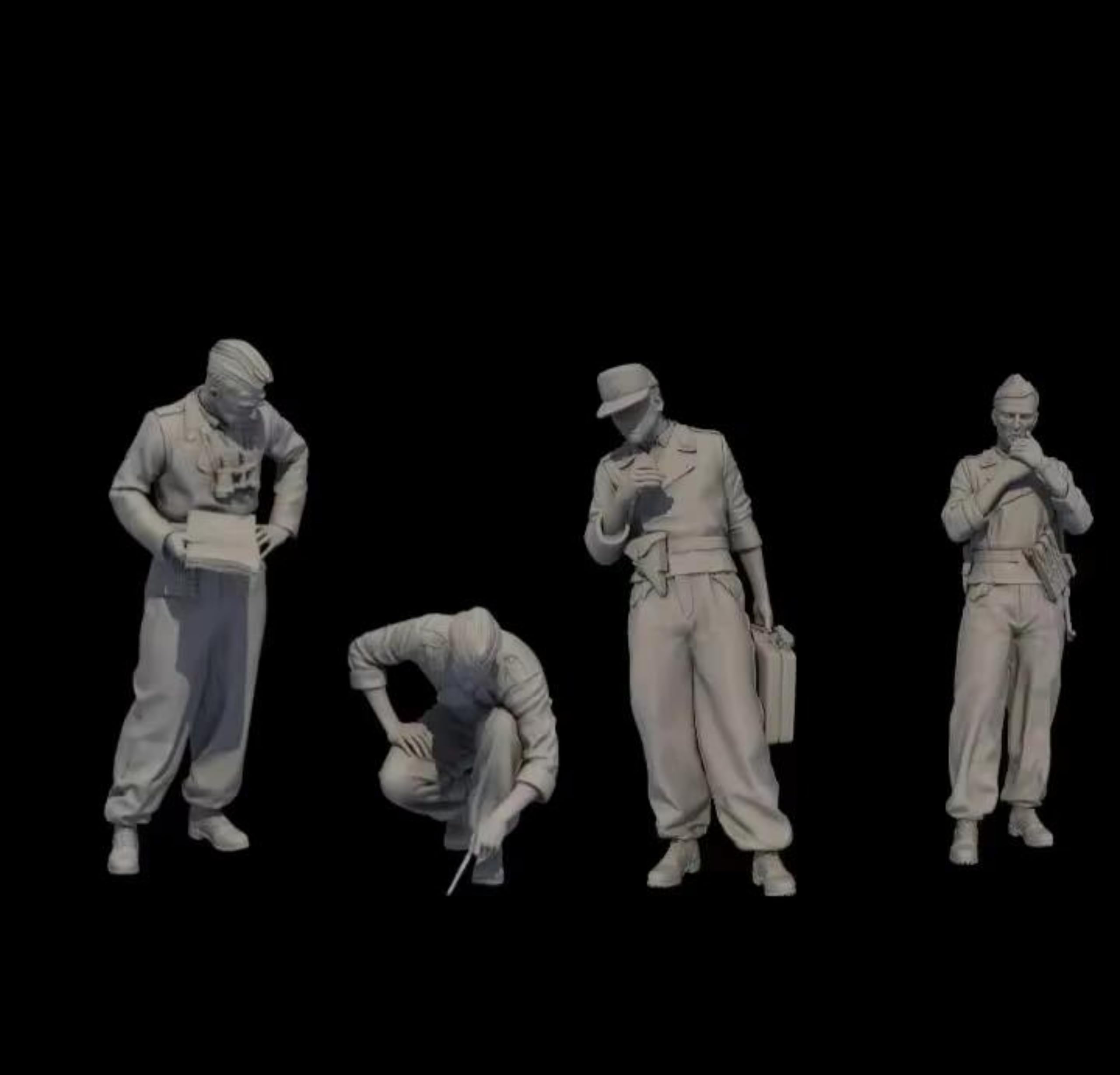 TRUEGRIS 1/35 WWII German Tank Soldier Resin Model Kit Unpainted and Unassembled (4 people, no tank) //k5w3J9