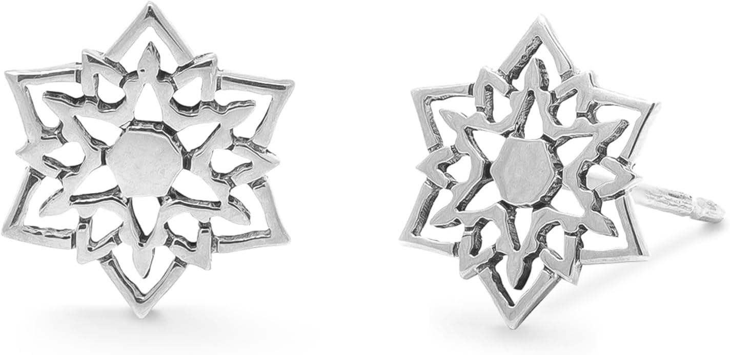 Boma Jewelry Sterling Silver Mandala Star Stud Earrings