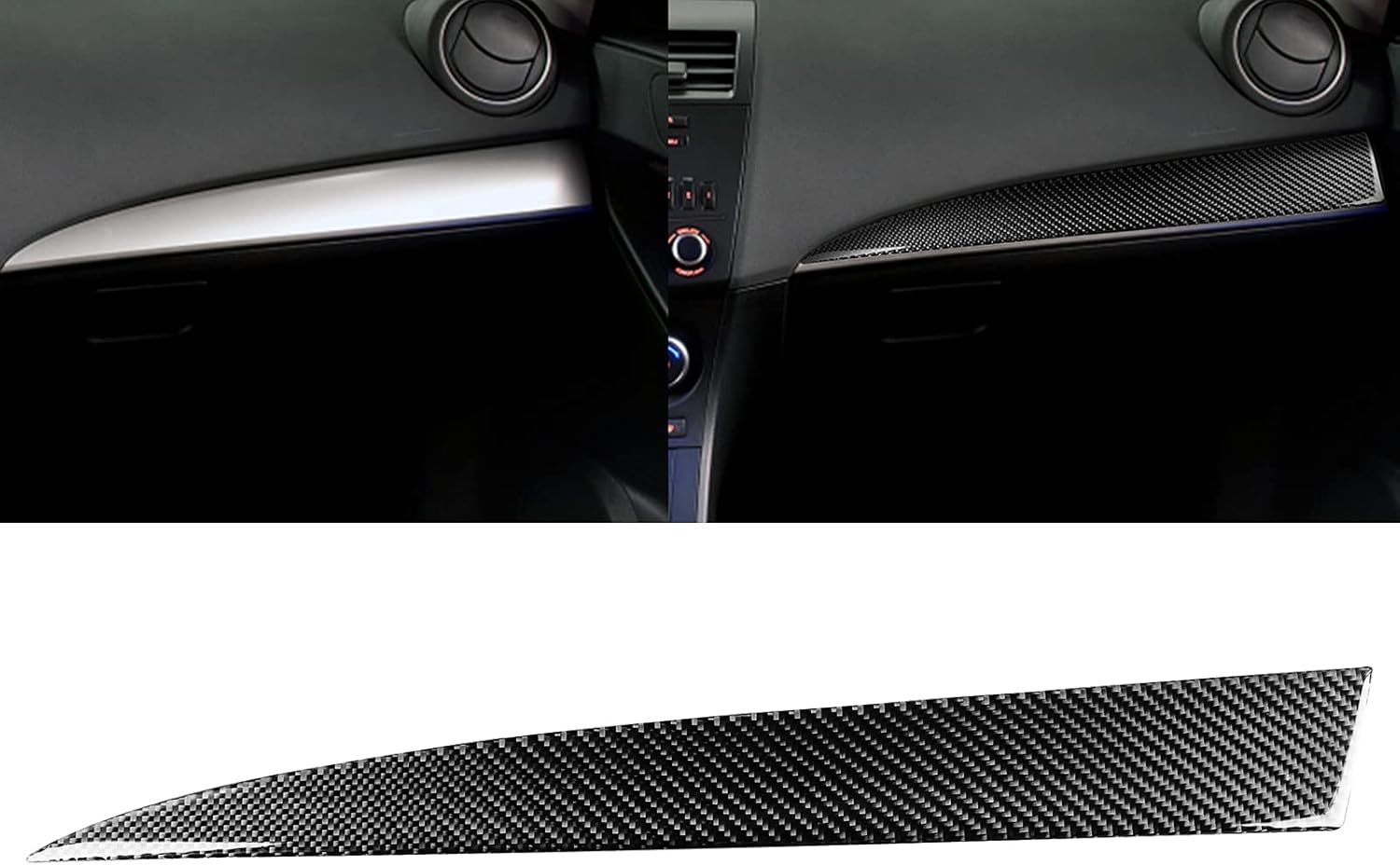 Car Glove Box Trim Dashboard Cover Sticker Compatible With Mazda 3 Axela 2010-2013 Mazdaspeed 3 Driver Side Dash Cover Carbon Fiber Interior Car Accessories Protector, Right Dash