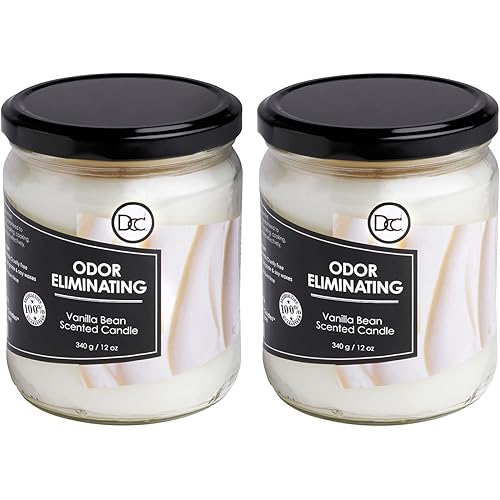 Vanilla Two Pack Odor Eliminating Highly Fragranced Candle - Eliminates 95% of Pet, Smoke, Food, and Other Smells Quickly - Up to 80 Hour Burn time - 12 Ounce Premium Soy Blend