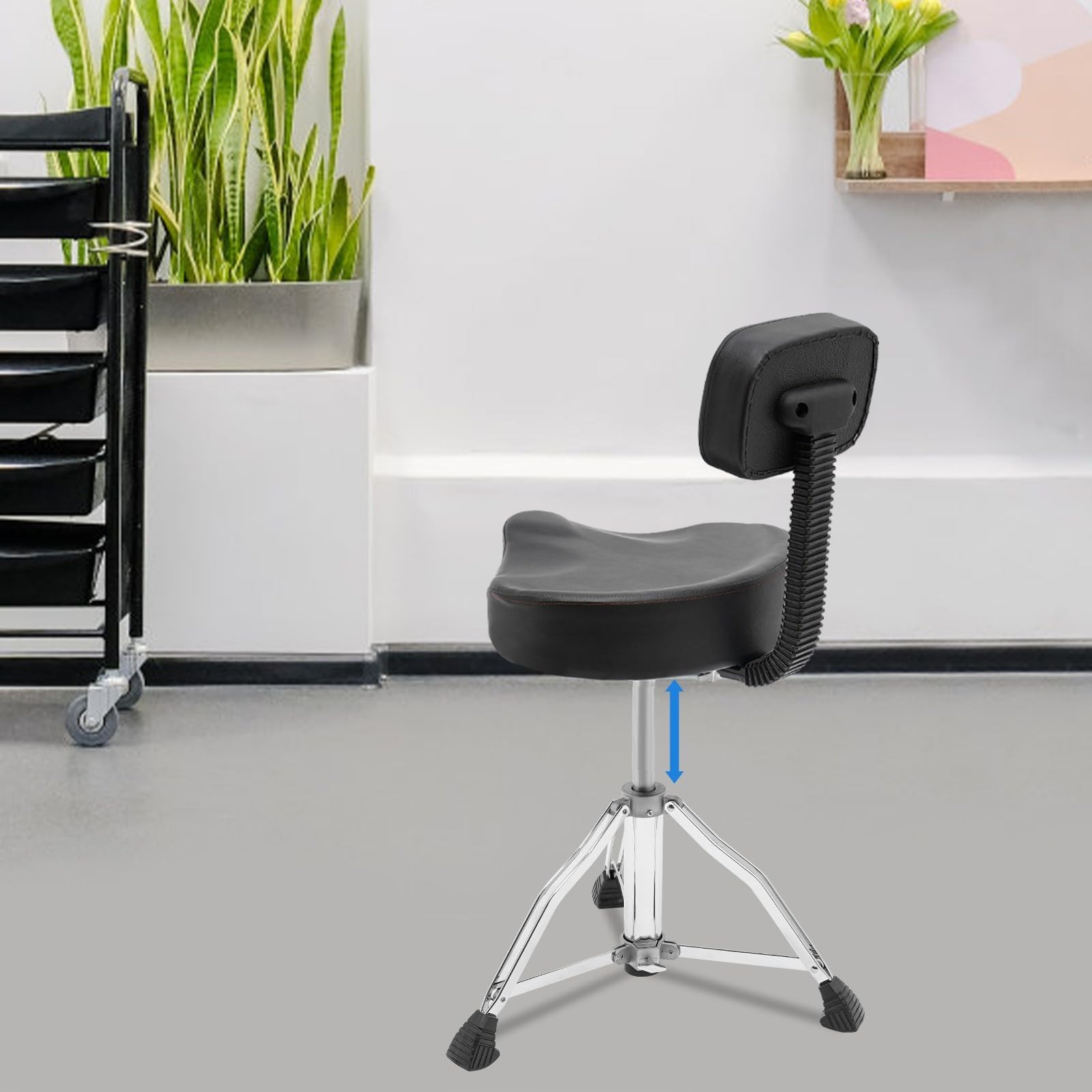 Taburete para batería, altura ajustable, taburete para guitarra, batería E, silla de piano para adultos, asiento ergonómico de espuma viscoelástica, 45, 60 cm de altura, marco de acero
