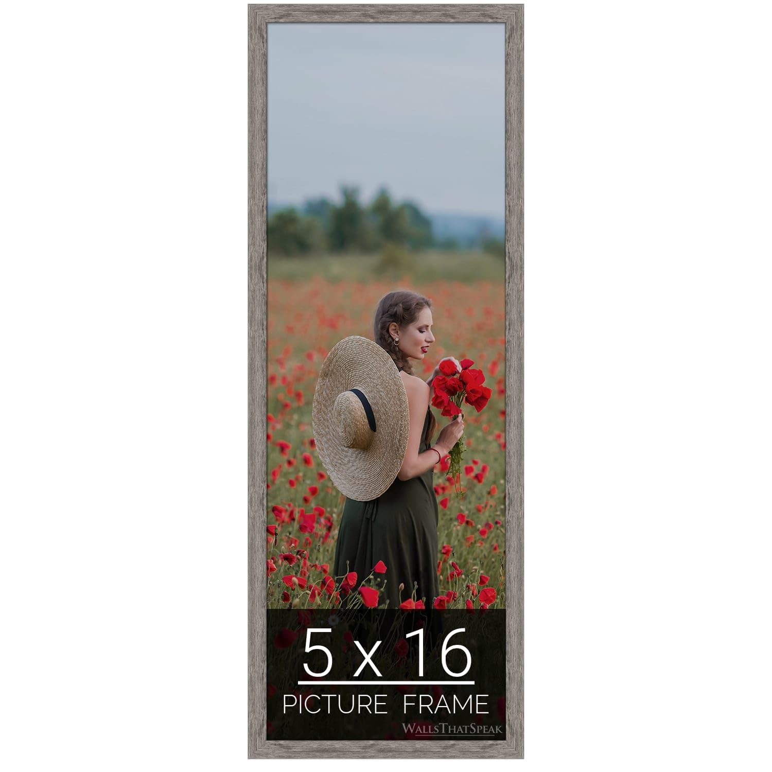 wallsthatspeak 5x16 Gray Barnwood Picture Frame for Puzzles Posters Photos or Artwork