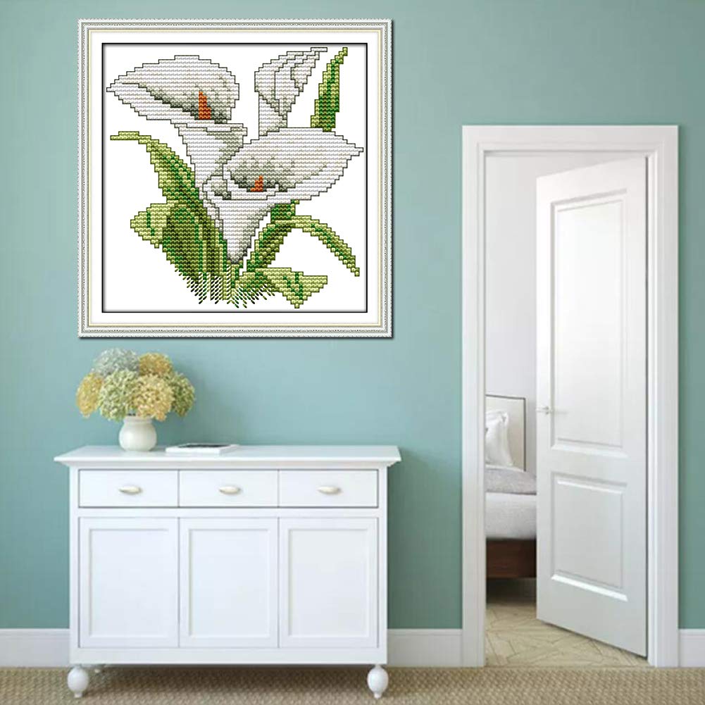 OWN4B Cross Stitch Kits Stamped, The Flower of Happiness Printed Pattern 11CT 8.3x8.3 inch DIY Embroidery Kit - Image 2